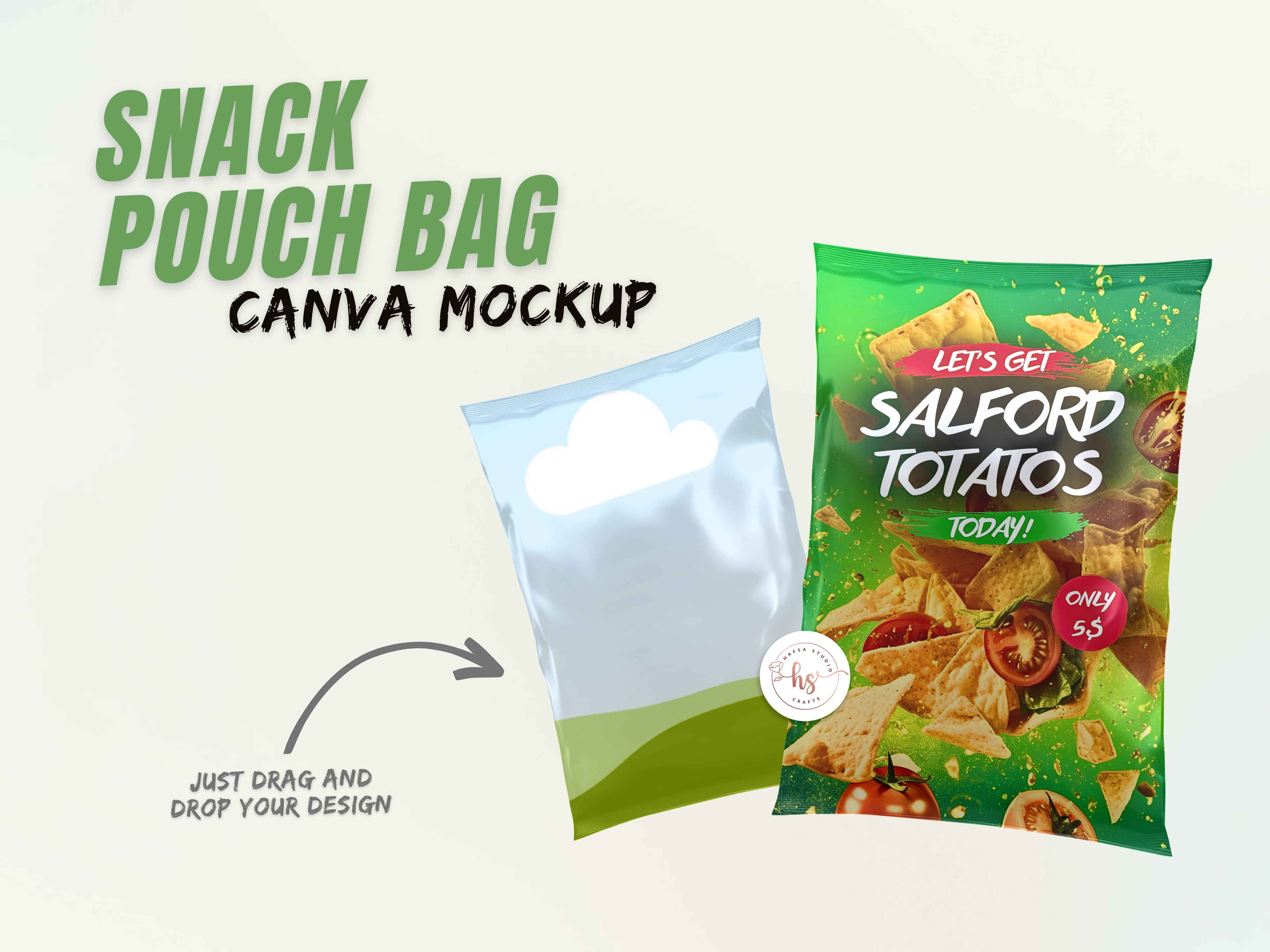 Chip Snacks Canva Food Pouch Bag Mockup