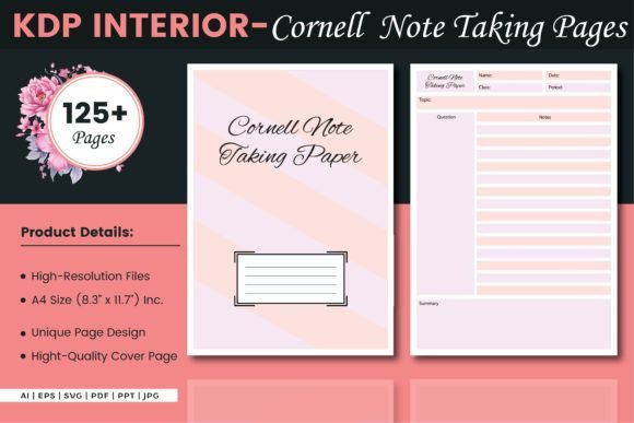 Cornell Note Taking Paper Graphic by Finer Designers · Creative Fabrica