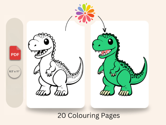 Easy Kids Coloring Pages of Dinosaurs