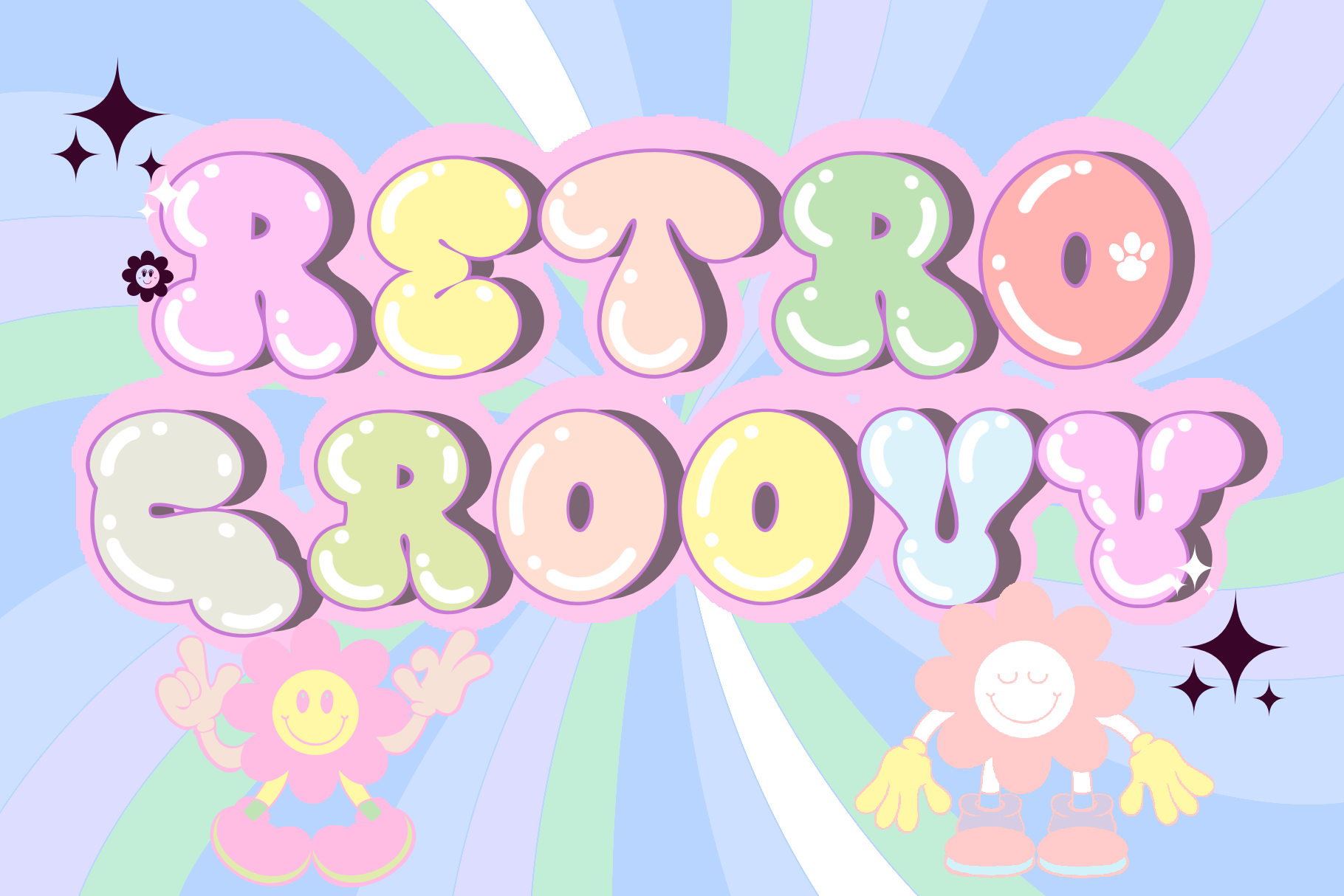 Descriptive preview of Retro Groovy Font by arnon.021993