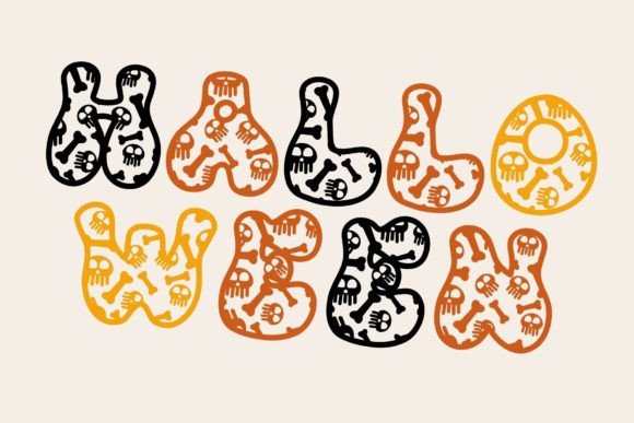 Retro Skeleton Font PNG with transparent background - Preview 2