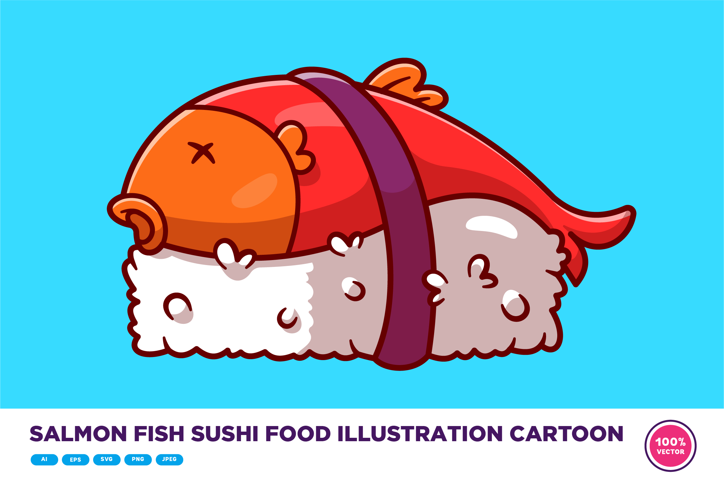 Salmon Fish Sushi Food Illustration