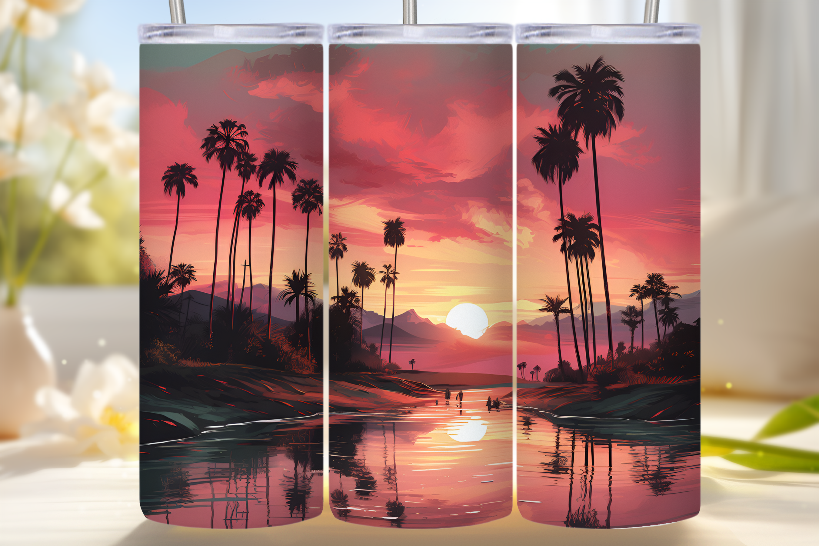 Tall Palm Trees Sunset Tumbler 20 Oz Graphic by svgstudiofiles ...