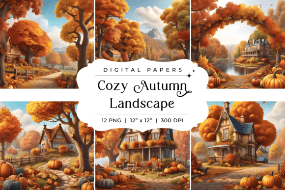 Cozy Autumn Fall Landscape Background Graphic by Finiolla Design ...