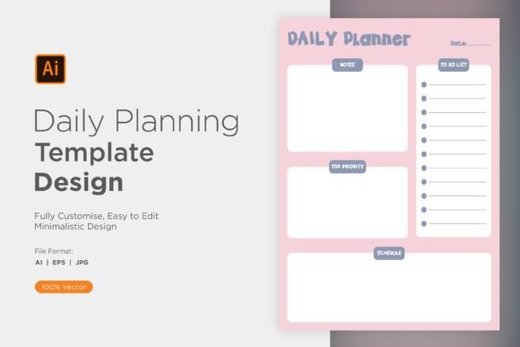 Daily Planner Sheet Design 38 Graphic by shahsoft · Creative Fabrica