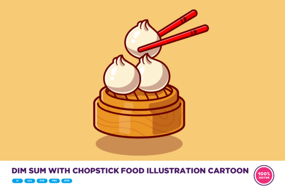Dimsum with Chopstick Food Illustration