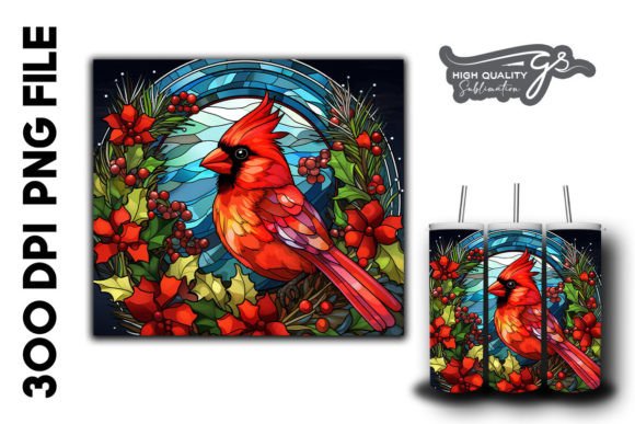Northern Cardinal Christmas Stain Glass