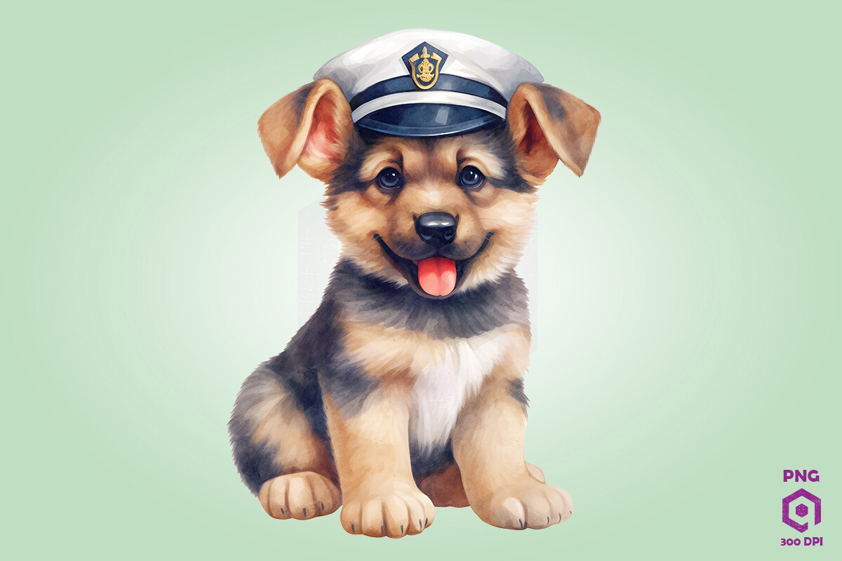 Sailor German Shepherd Dog Clipart Graphic by Quoteer · Creative Fabrica