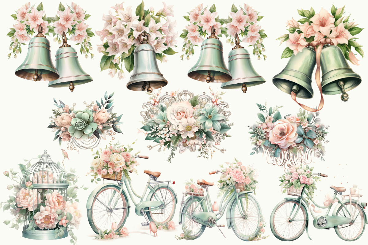 Vintage Wedding Clipart | +90 PNG - photo 6