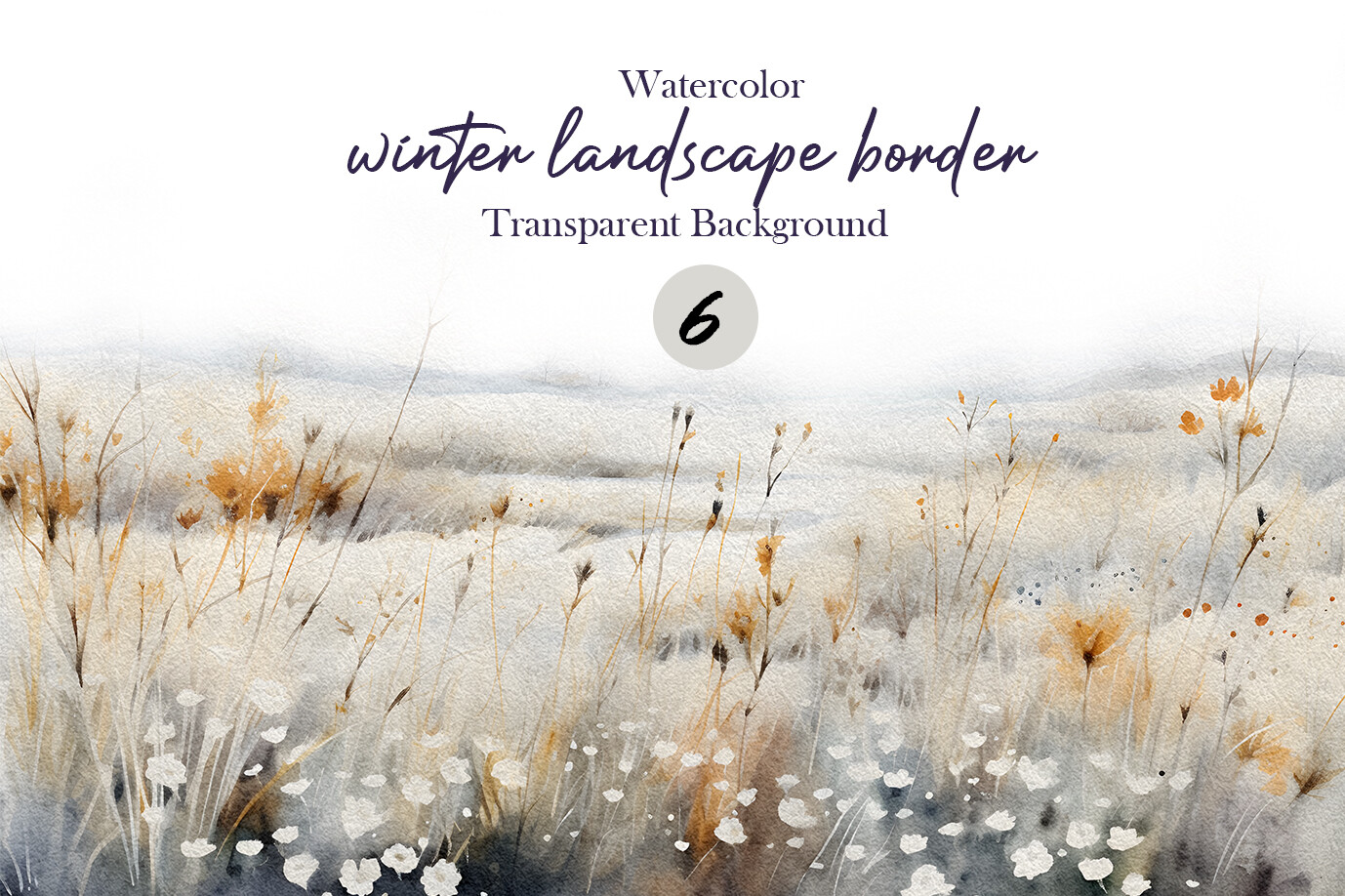 Watercolor Winter Flower Landscapes PNG