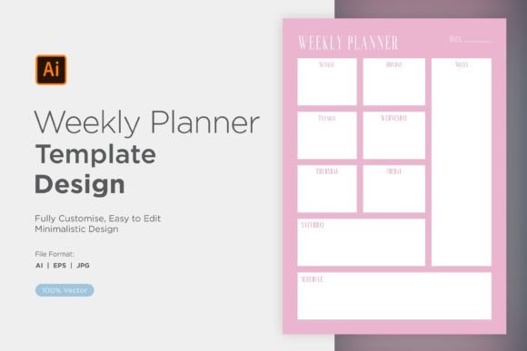 Weekly Planner Sheet Design 04 Graphic by shahsoft · Creative Fabrica