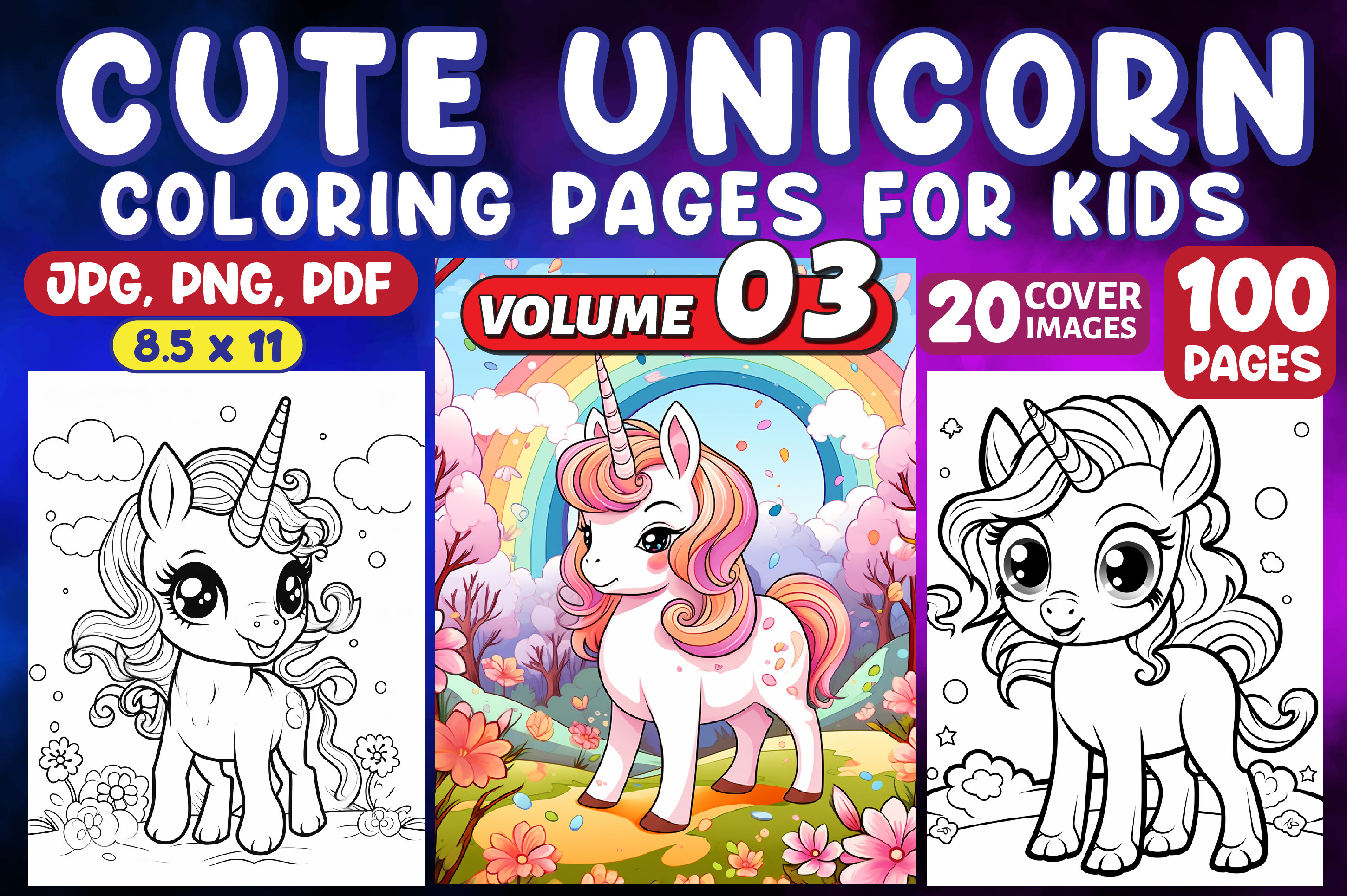 100 Cute Unicorn Coloring Pages for Kids
