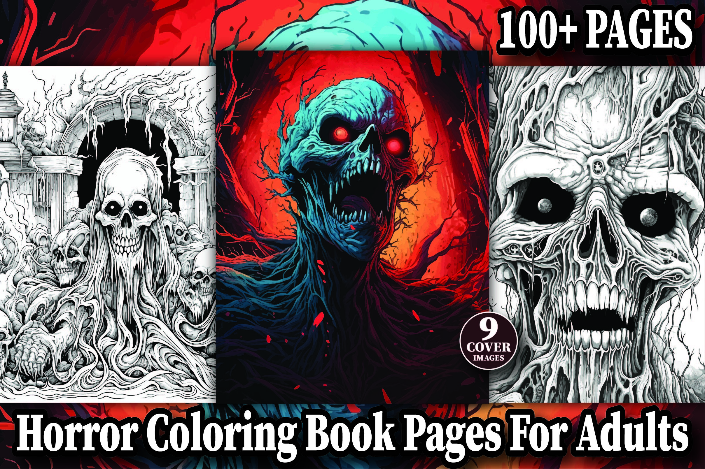 100+ Horror Coloring Pages for Adult KDP