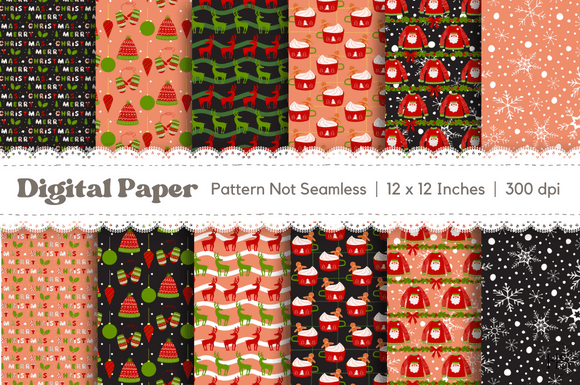 12 Christmas Ugly Sweater Digital Paper