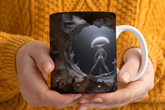 3D Alien Mug Wrap Sublimation Graphic by Pandastic  Creative Fabrica
