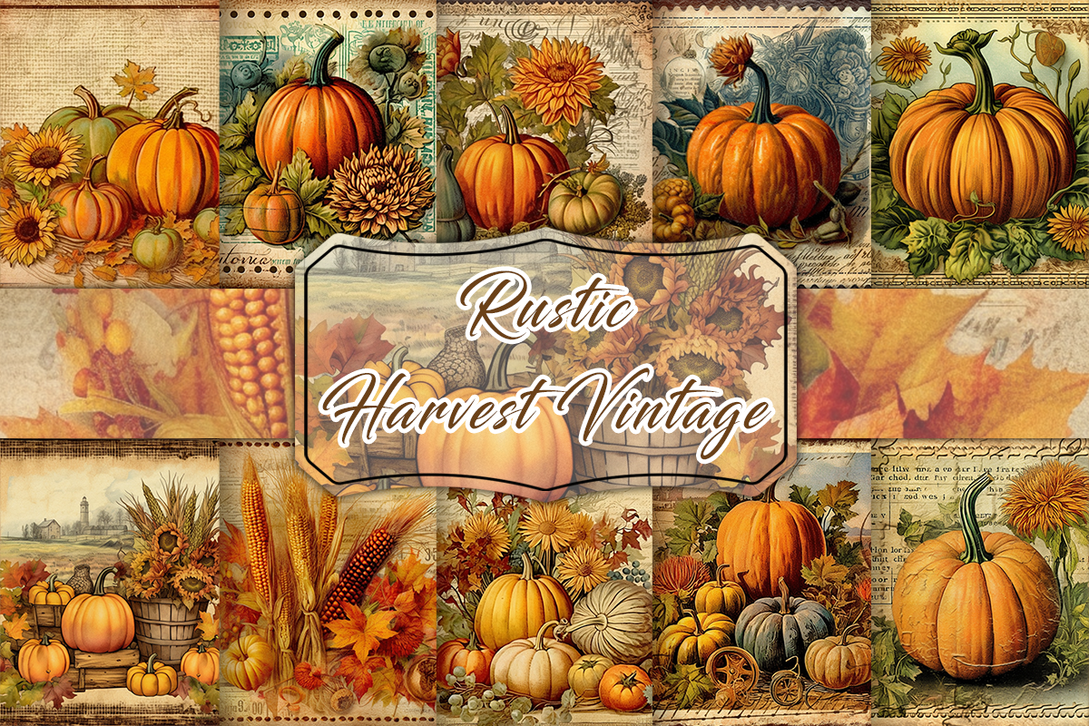 Retro Rustic Graphics Rustic Harvest Vintage Stamp Background Graphic by Pamilah · Creative ...