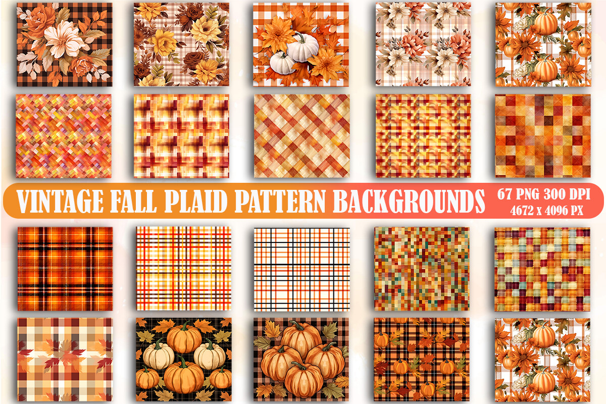 Vintage Fall Plaid Pattern Backgrounds