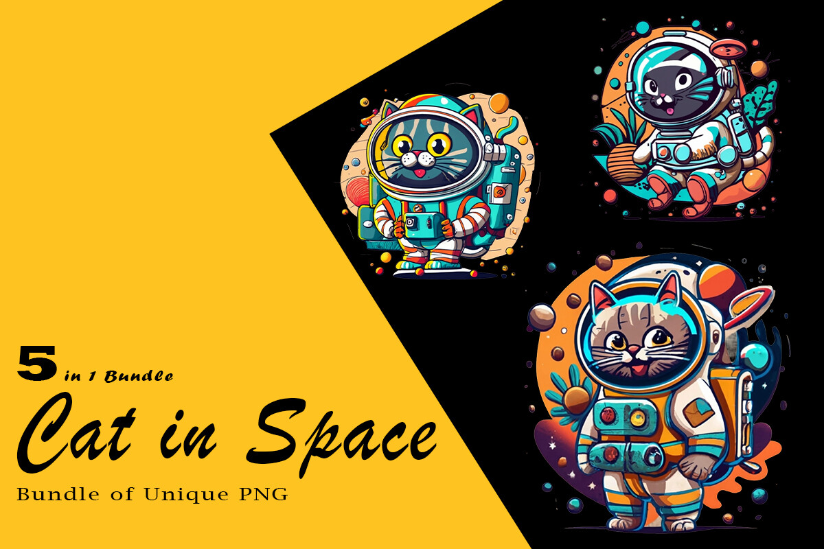 Cat in Space Illustration for POD V.12 Graphic by Design BLOOM ...