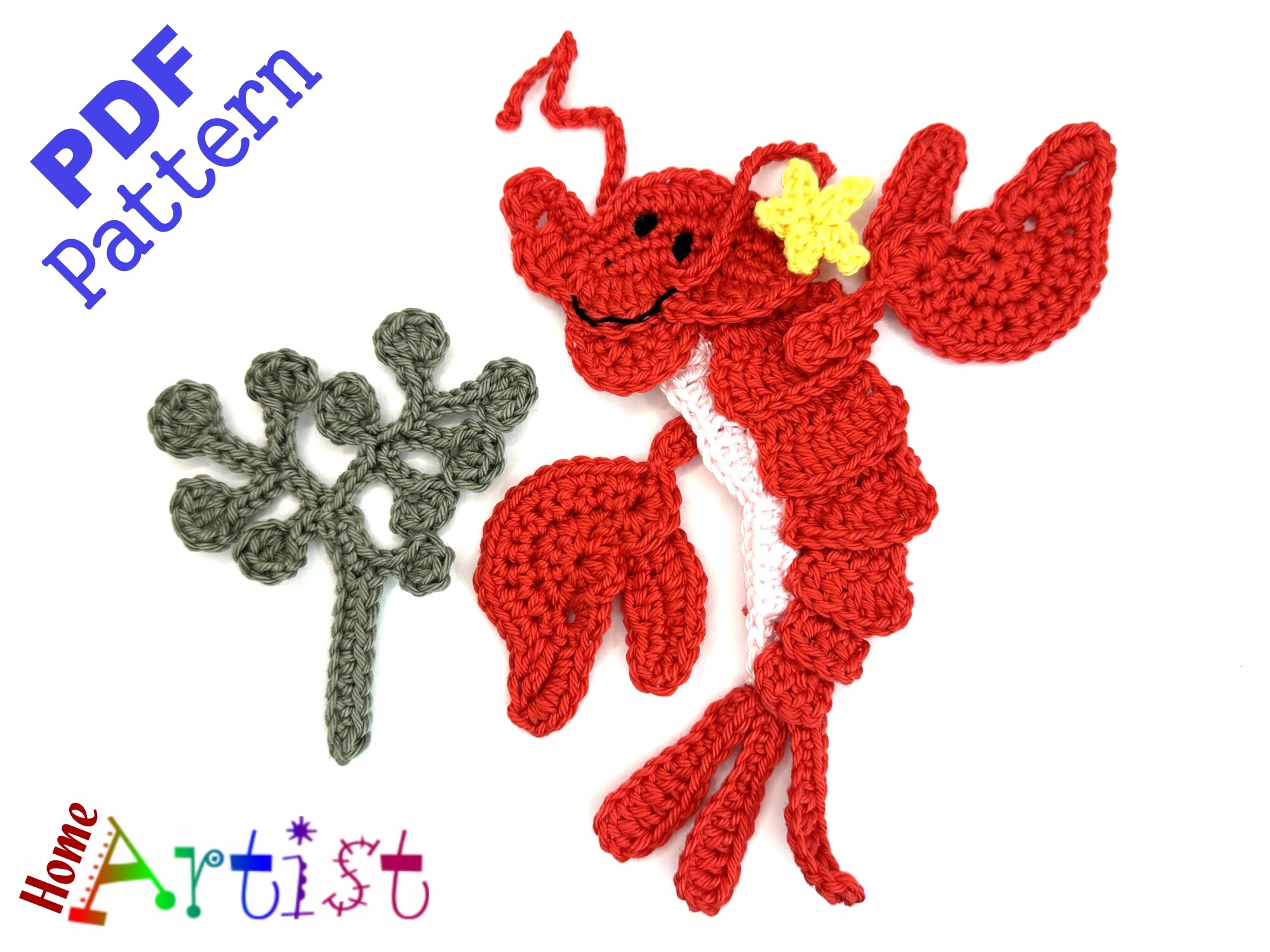 Lobster Crochet Applique Pattern