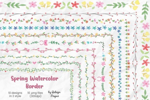 Spring Watercolor Border