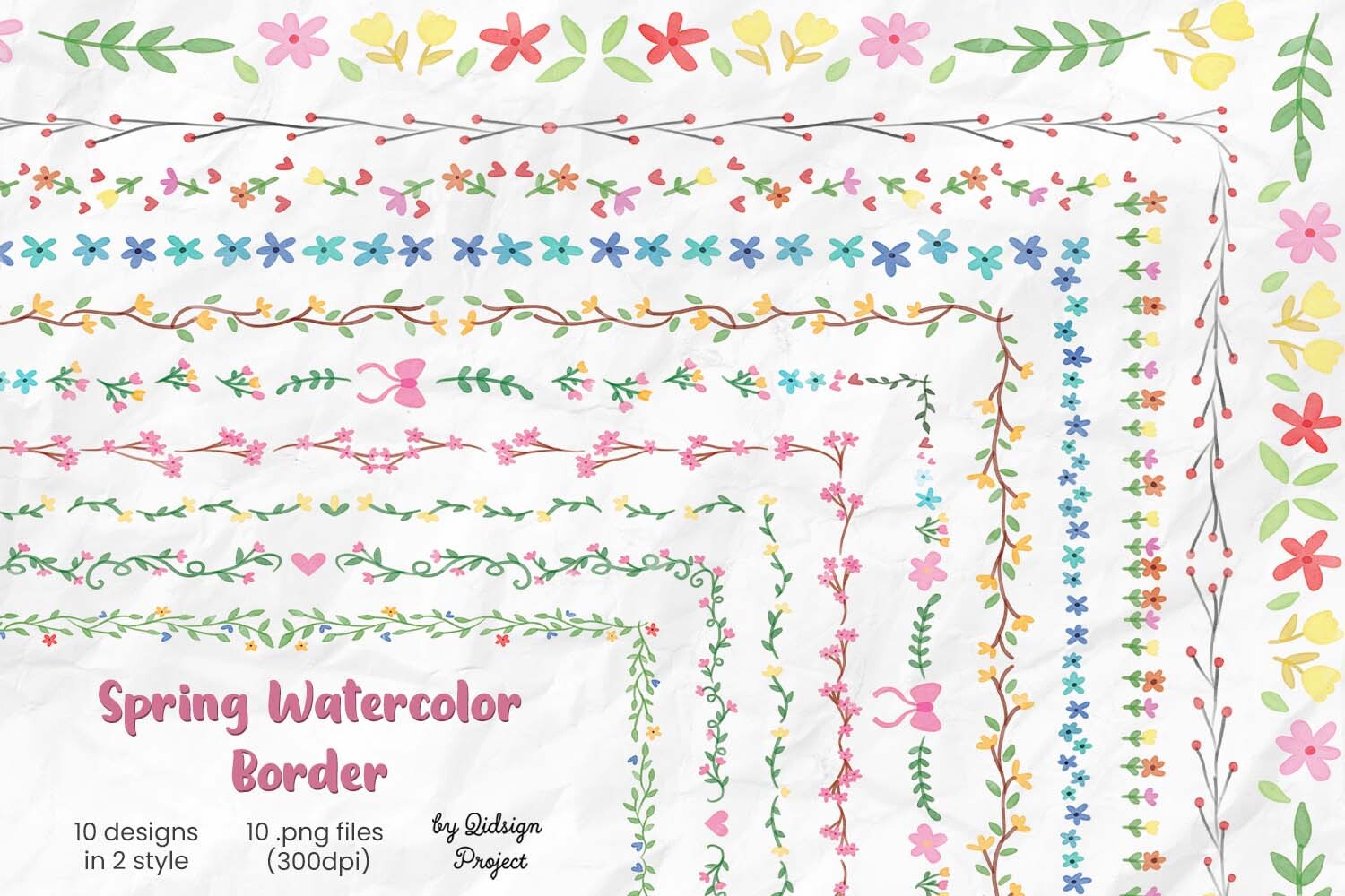 Spring Watercolor Border