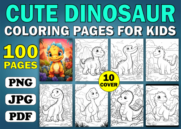 100 Cute Dinosaur Coloring Page for Kids