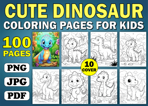100 Cute Dinosaur Coloring Page for Kids