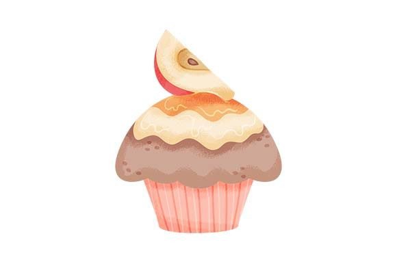 Apple Cupcake - Watercolor