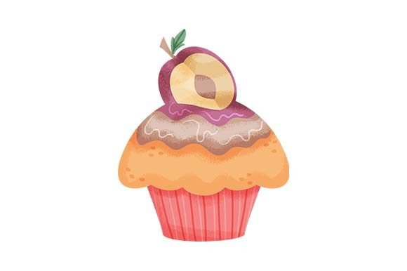Plum Cupcake - Watercolor