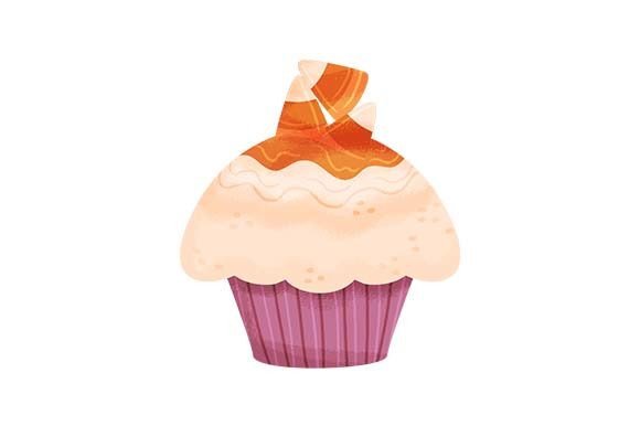 Candy Corn Cupcake - Watercolor