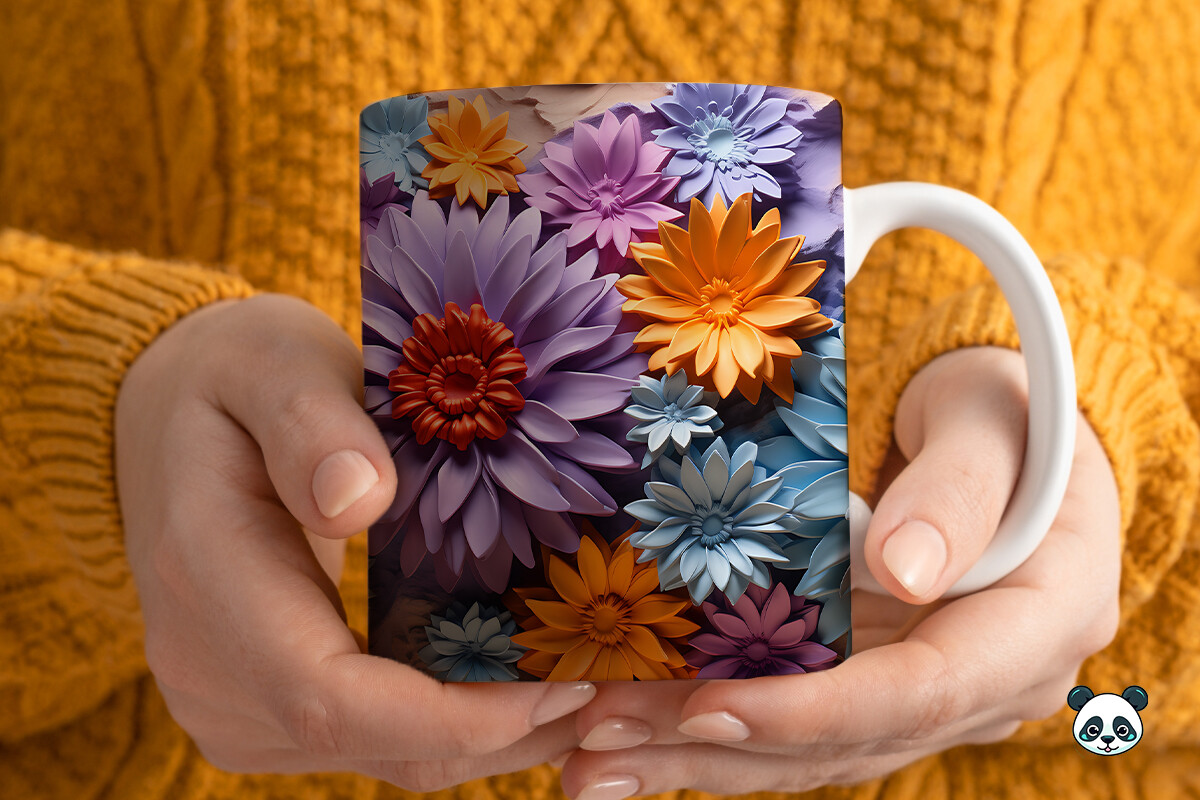 3D Aster Mug Wrap Sublimation Graphic by Pandastic · Creative Fabrica
