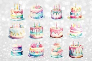 Birthday Cake Watercolor Cliparts Graphic by jallydesign · Creative Fabrica
