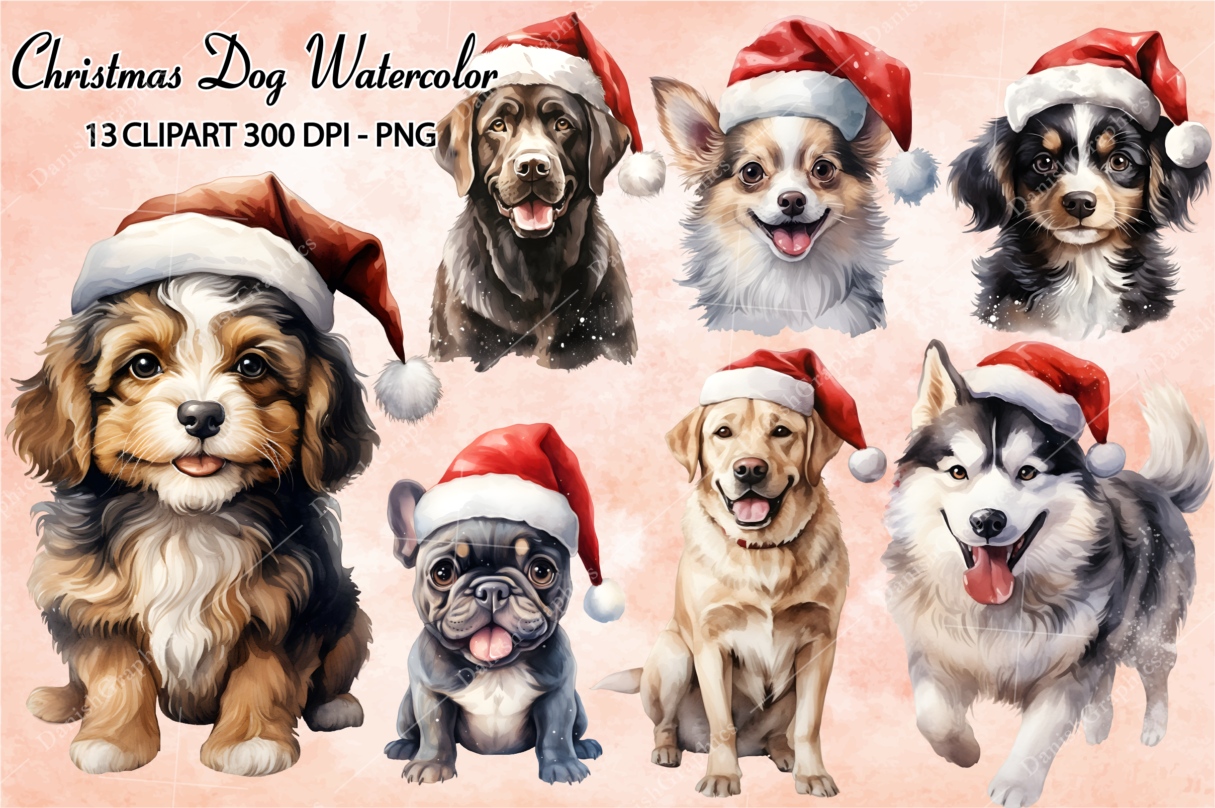 Christmas Dog Watercolor Clipart PNG Graphic by Danishgraphics ...