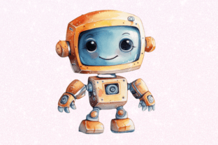 Cute Robots Watercolor Clipart Bundle Graphic by Regulrcrative ...