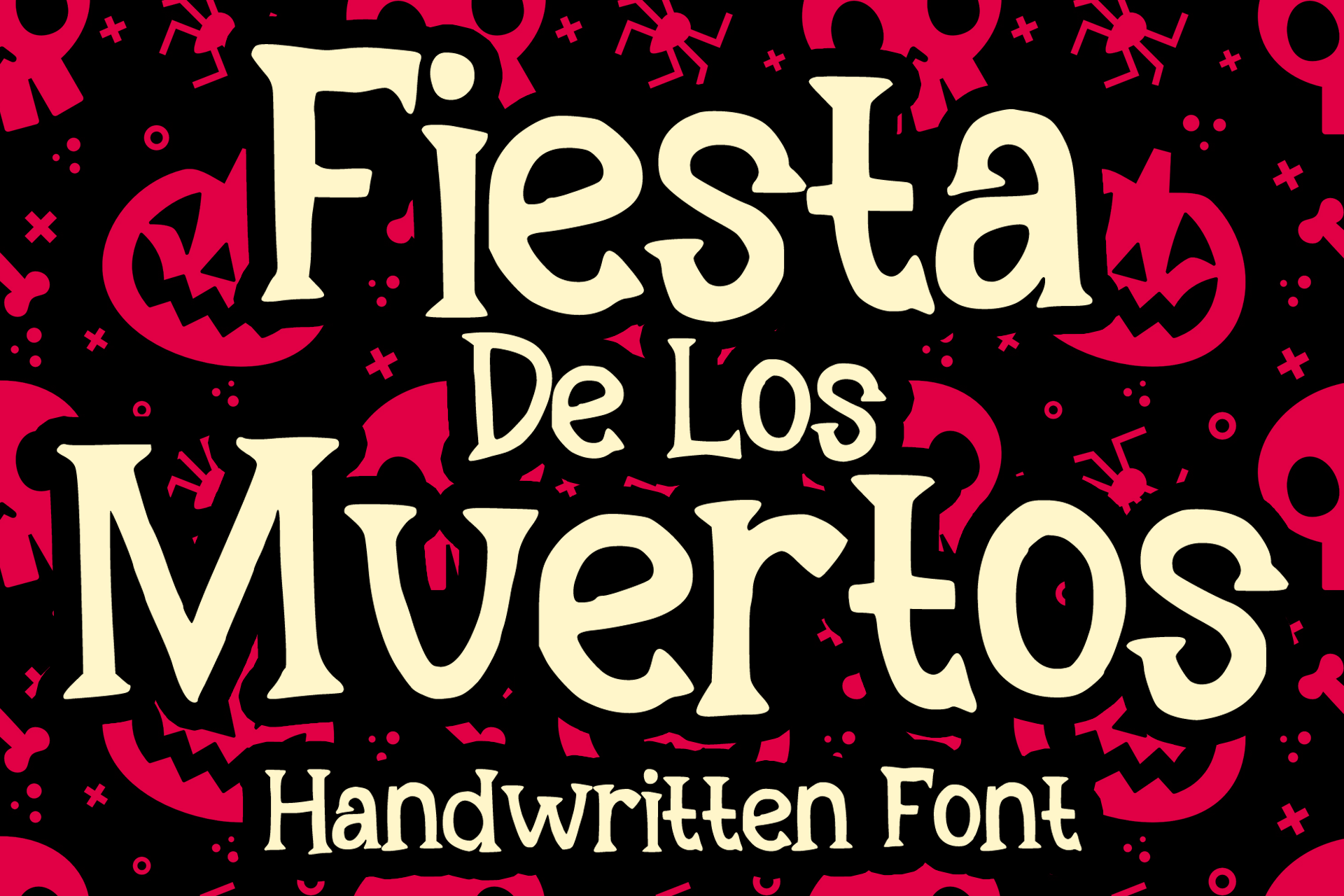 Fiesta De Los Muertos font preview, festive display lettering for celebrations