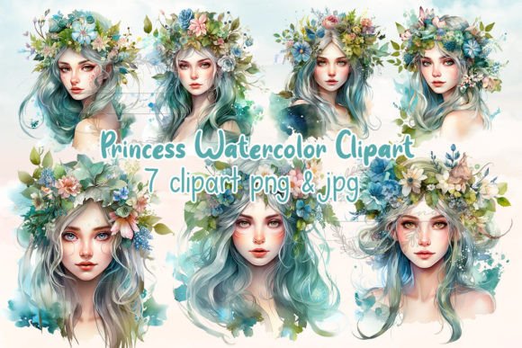 Princess Watercolor Clipart Graphic by christina.clipart · Creative Fabrica