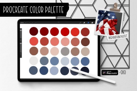 Stars & Stripes Procreate Color Palette Graphic Add-ons By Kitaleigh LLC