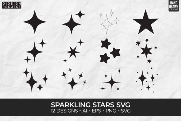 12 Sparkling Stars Svg, Sparkle SVG