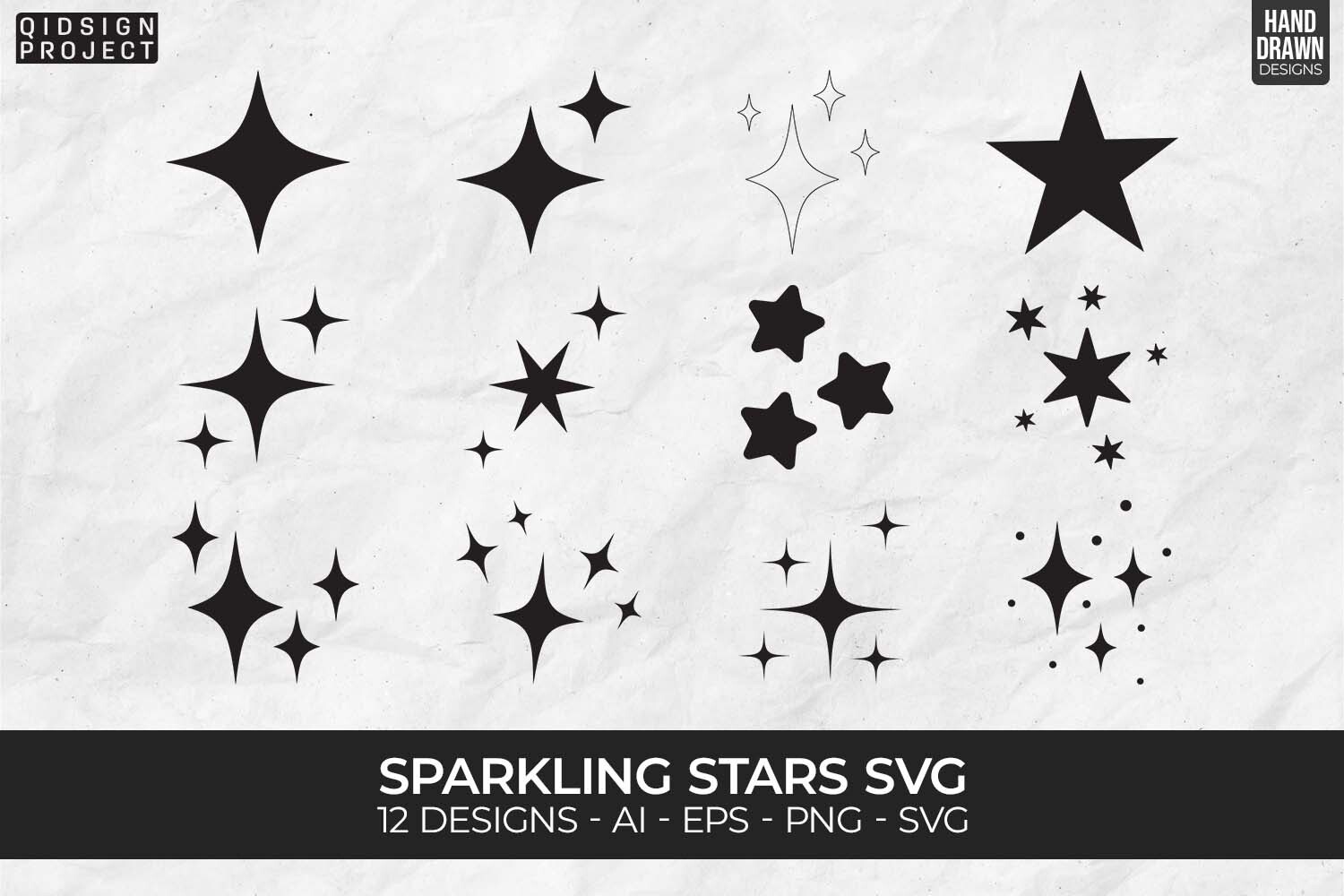 12 Sparkling Stars Svg, Sparkle SVG