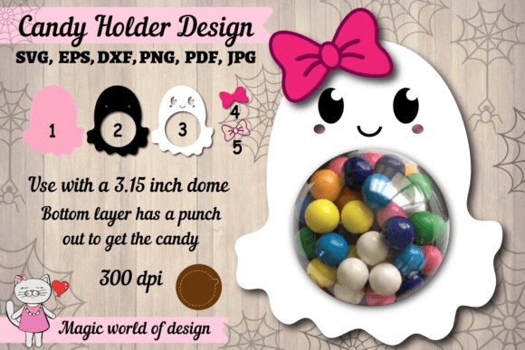 3d Halloween Cute Ghost Girl Candy Dome