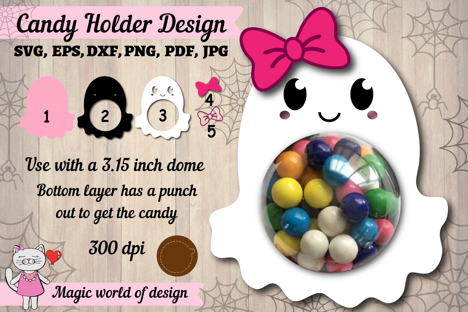3d Halloween Cute Ghost Girl Candy Dome