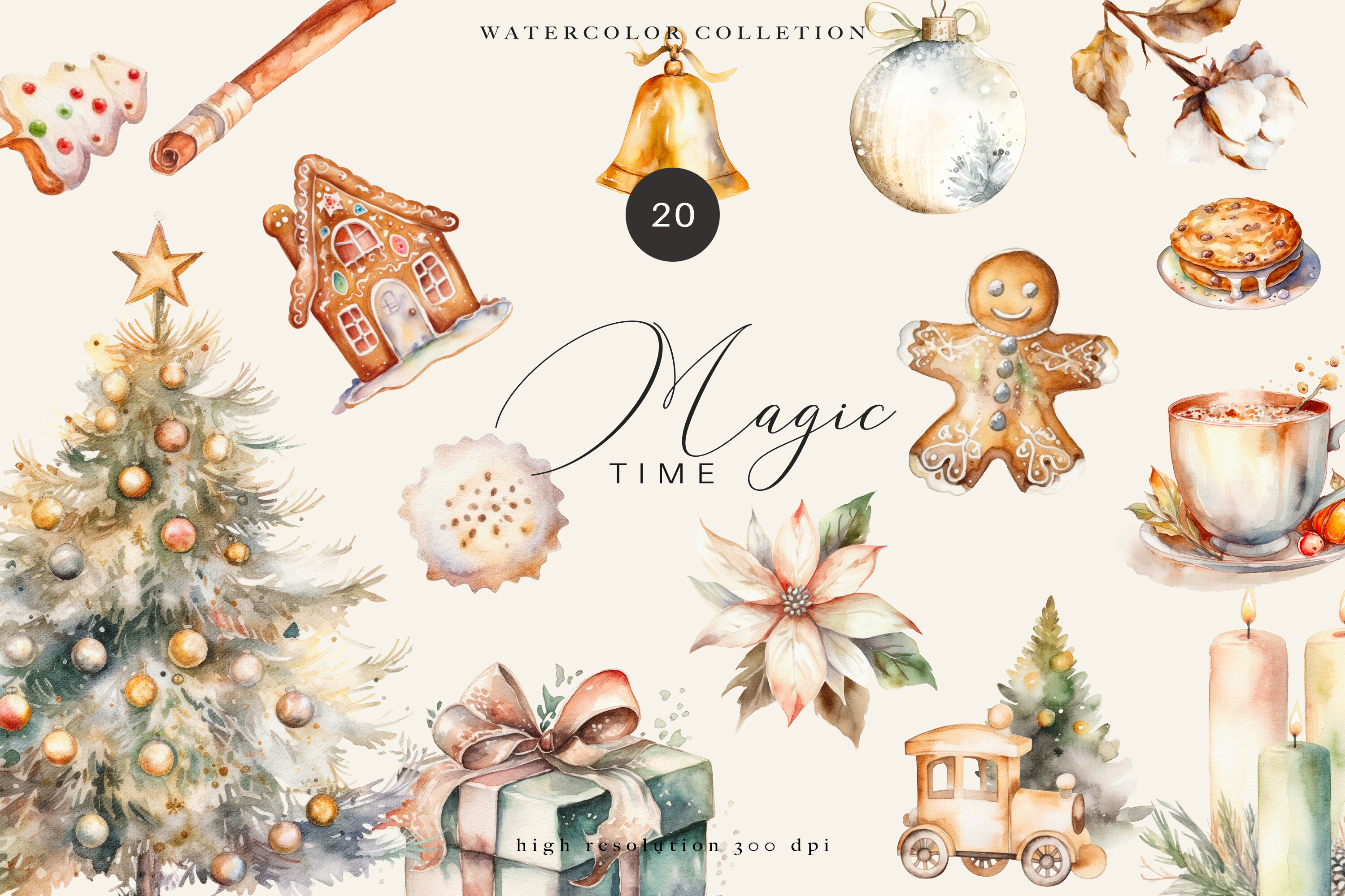 Christmas Decor Clipart Watercolor - photo 1