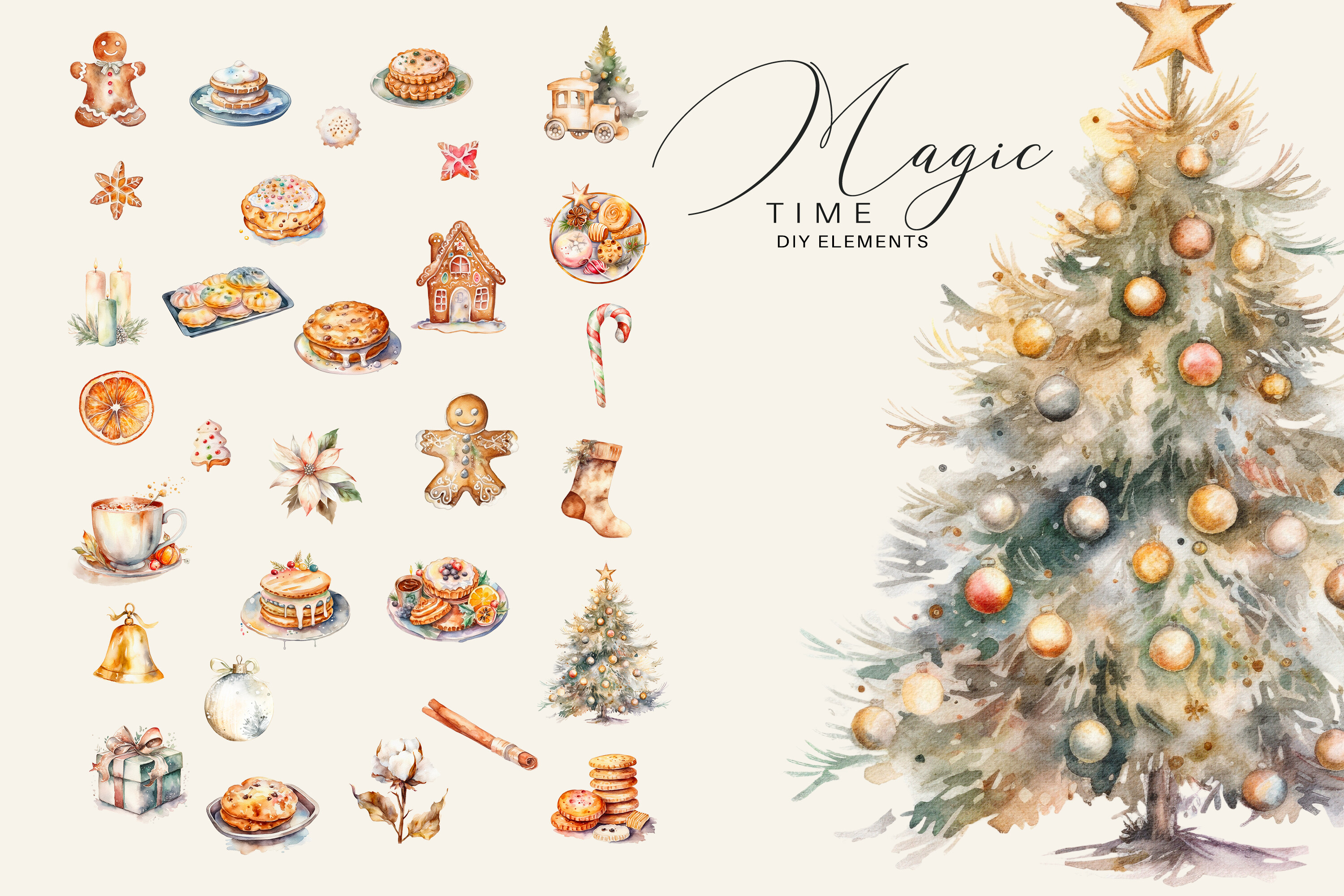 Christmas Decor Clipart Watercolor - photo 2
