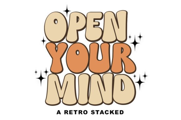 Groovy Stacked Font PNG with transparent background - Preview 1
