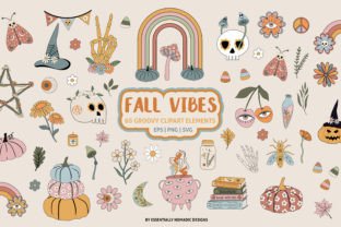 Groovy Halloween Clipart Set Svg Png Graphic by EssentiallyNomadic ...