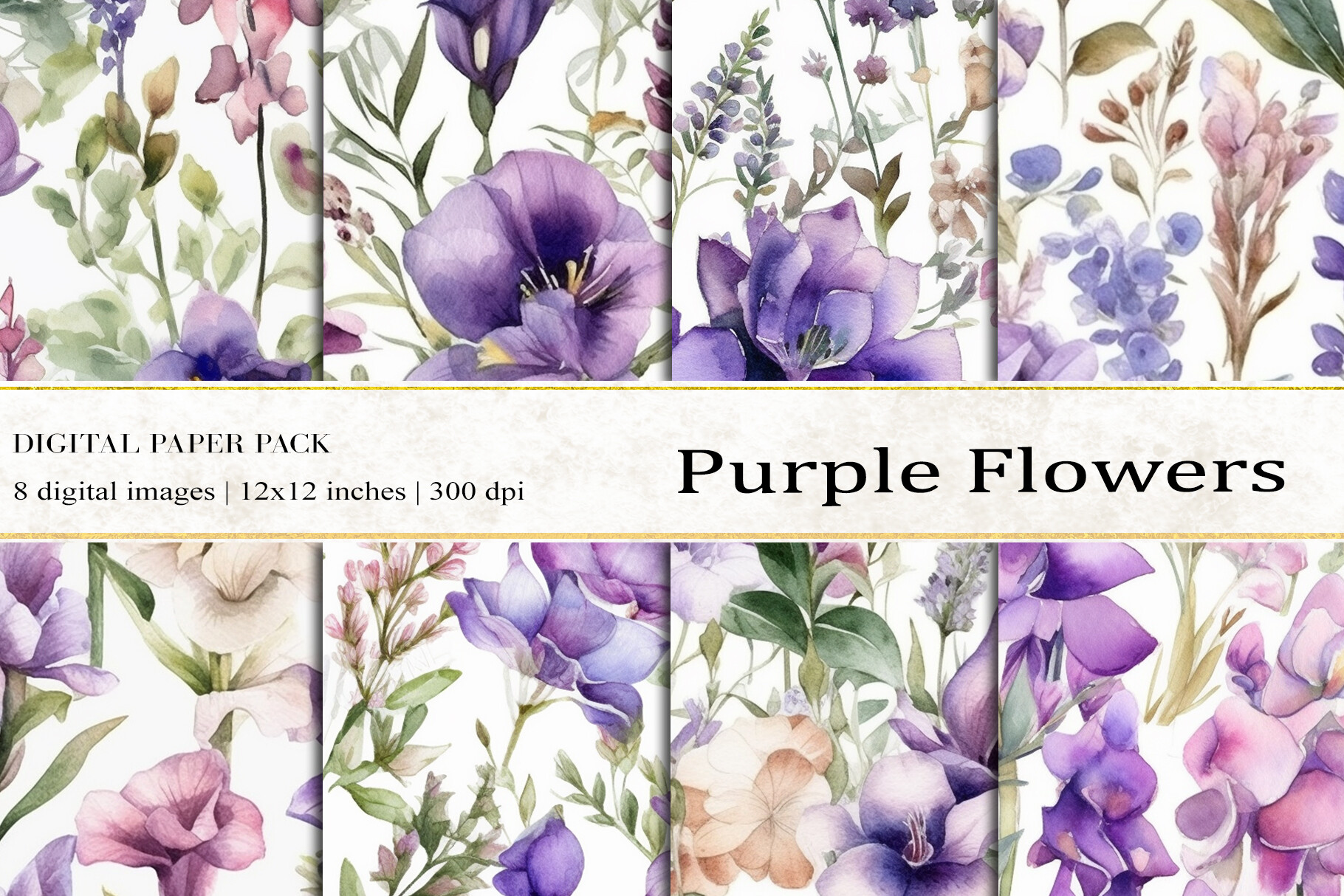 Purple Flowers Digital Papers Graphic by BonaDesigns · Creative Fabrica