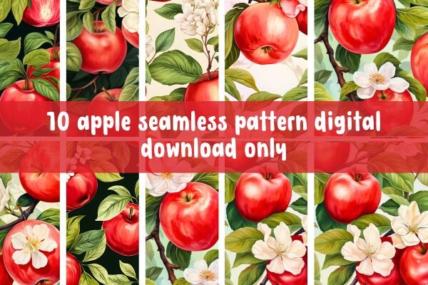 Watercolor Apple Seamless Pattern Graphic by KIDZ CLOUDS MOCKUP ...
