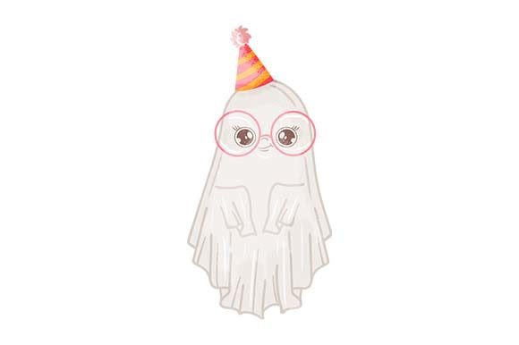 Cute Ghost with Party Hat - Watercolor