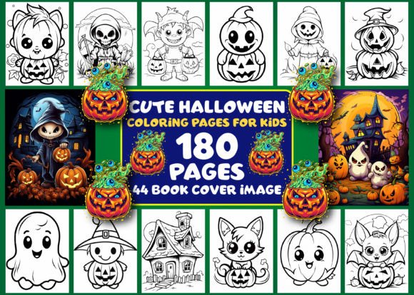 180 Cute Halloween Coloring Pages for Kids: Volume 3 | 44 Premium Covers | 8.5x11 A4
