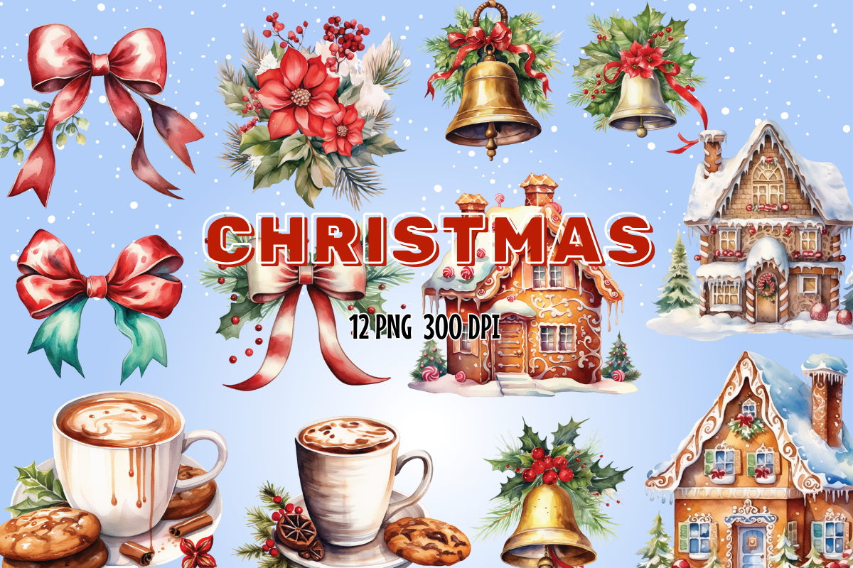 Christmas Watercolor Bundle Clipart Graphic by sasikharn · Creative Fabrica